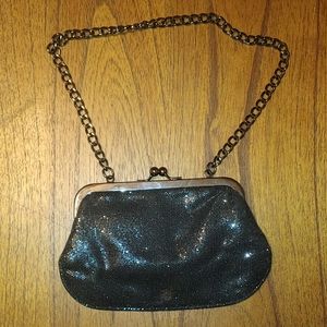 $4 Express Black Sequins Clutch Convertible to Purse